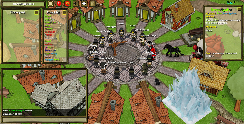 Town of Salem is an online themed version of the classic game Mafia.