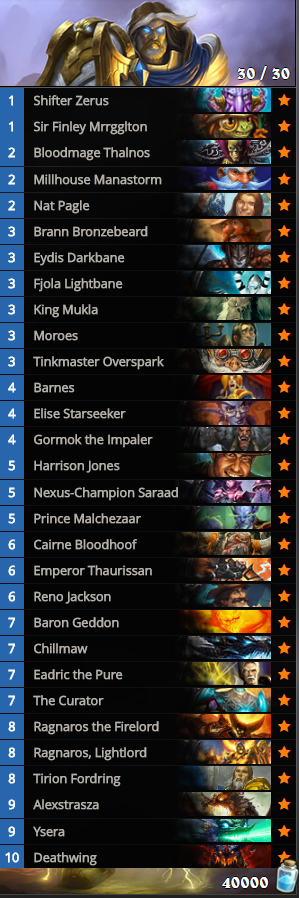 Thirty Legendary deck