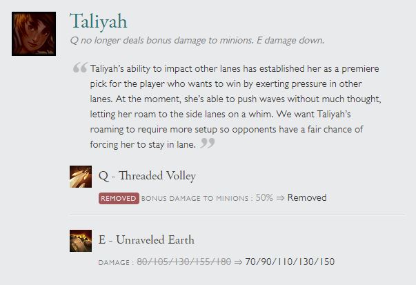 Taliyah Nerfs patch 6.18