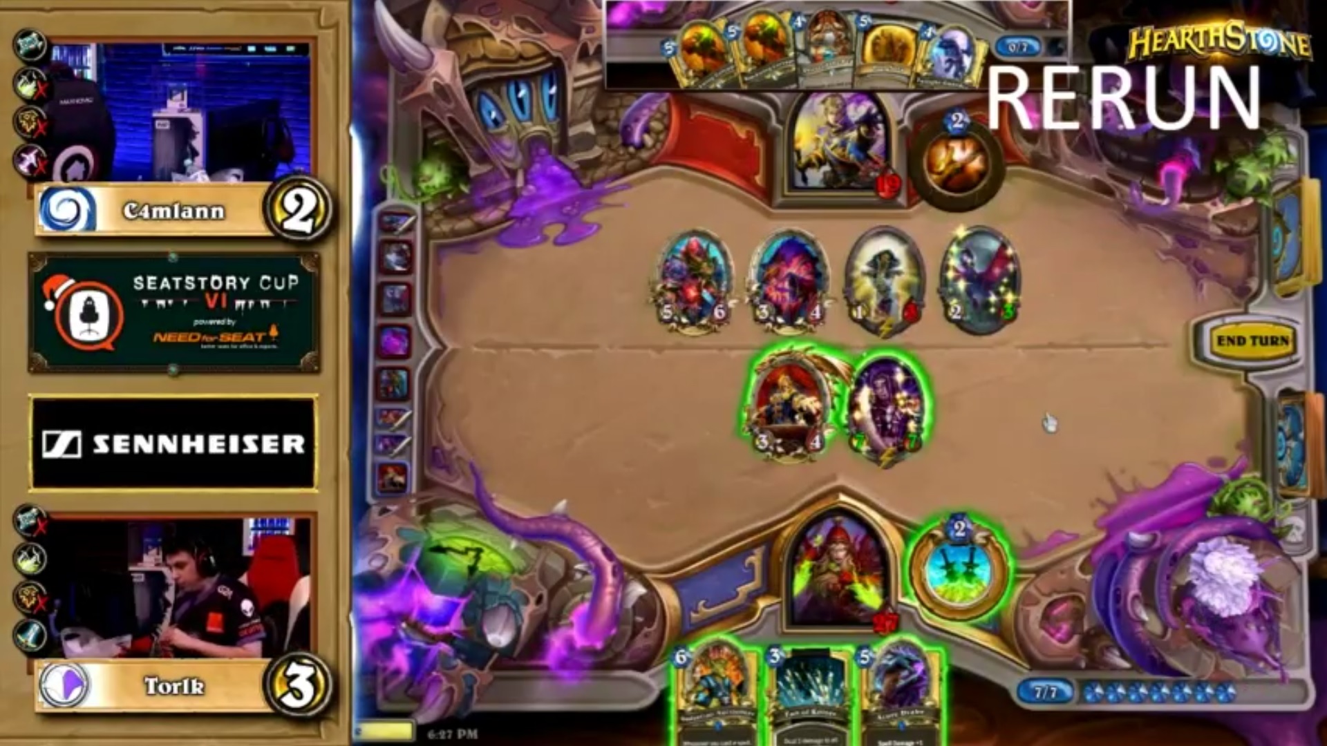 Example of a Hearthstone misplay at Seatstory Cup VI. This is a screenshot from a game between C4mlann and Torik.