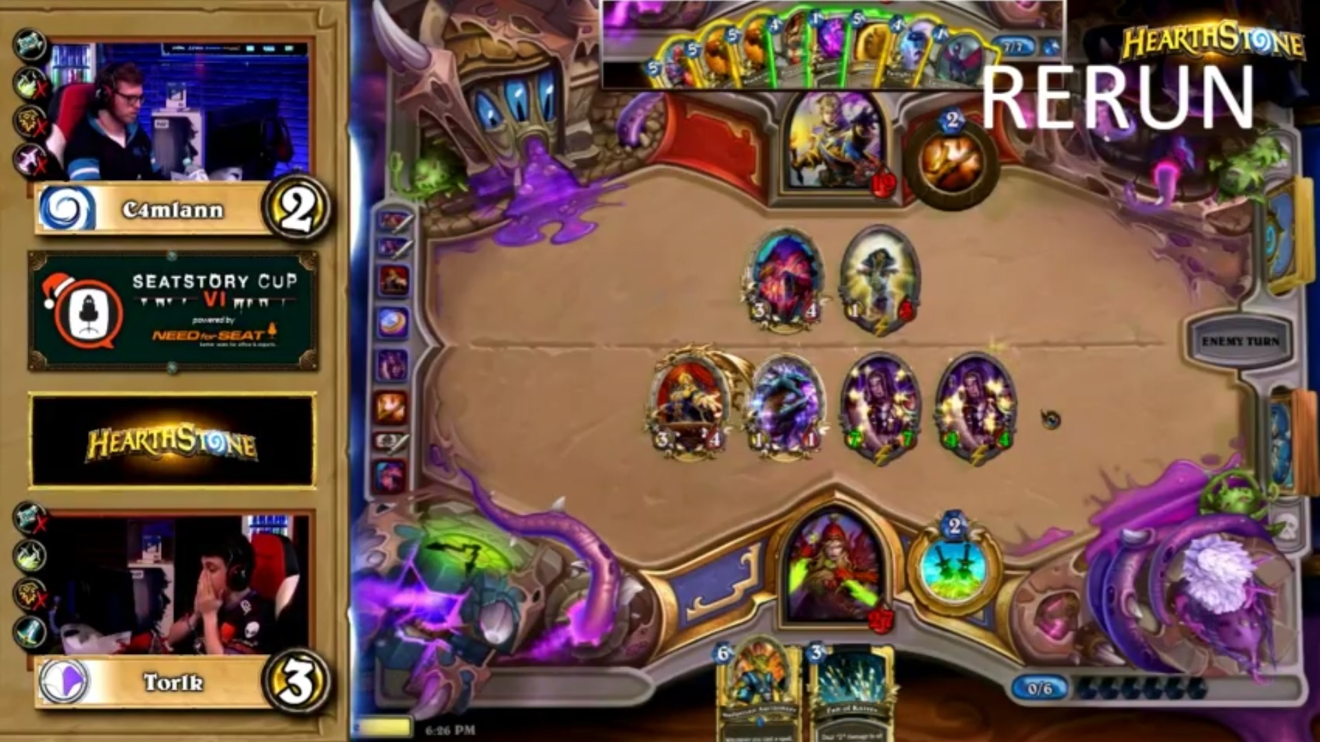 An example of a Hearthstone misplay at Seatstory Cup VI. This game is between C4mlann and Torik.