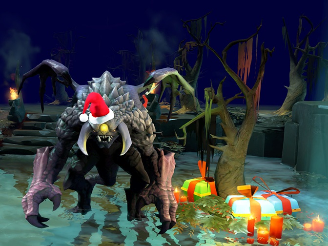 Roshan in Santa hat and with tree