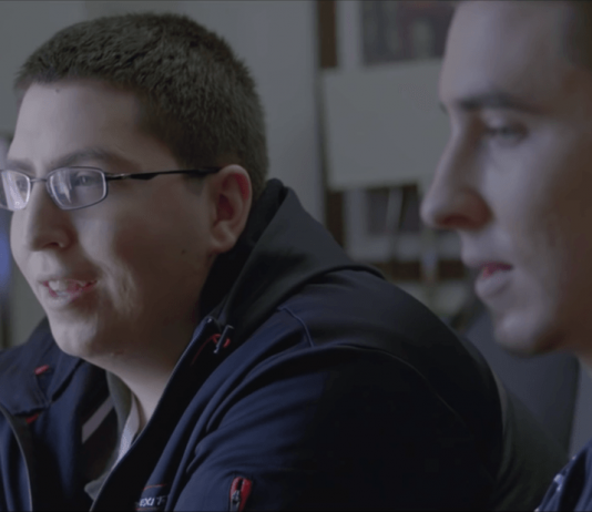 Zfreek laughing with his brother, swindlezz, in Valve's TI5 profile video.