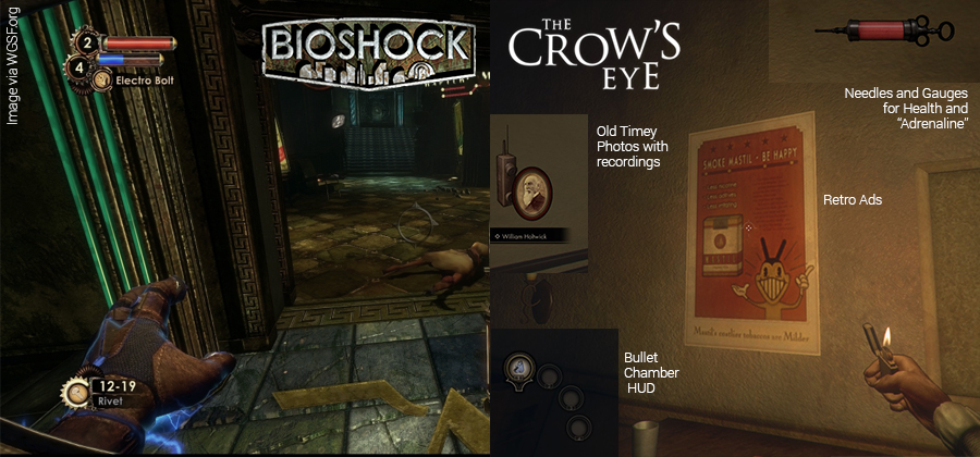 Aesthetic similarities between The Crow's Eye and Bioshock.