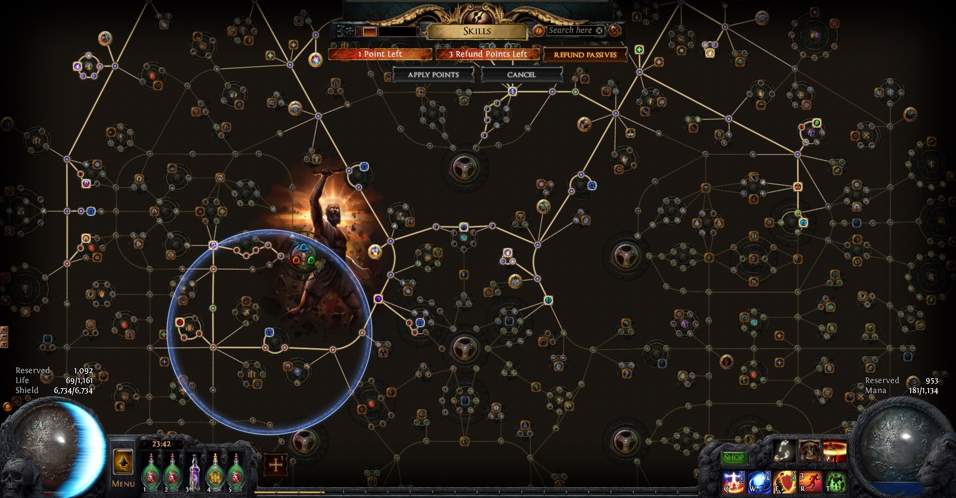 Example of a character build in Path of Exile's massive skill tree.