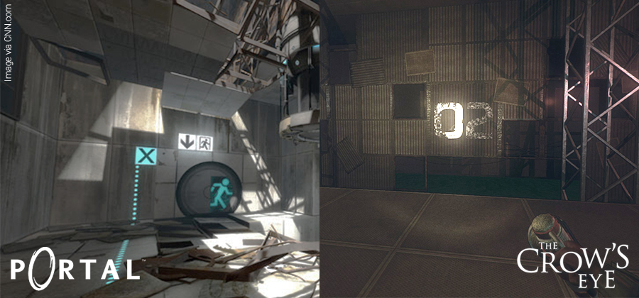 Environment similarities between The Crow's Eye and Portal.