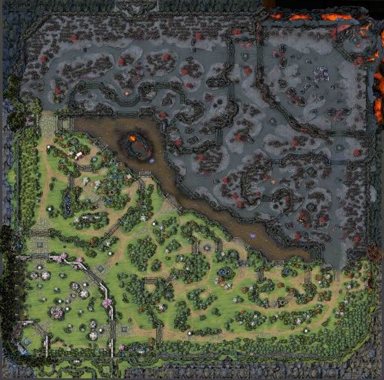 Overview of the Dota 2 map.