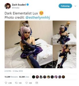 Sneaky cosplay of Dark Elementalist Lux.