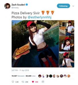 Sneaky cosplaying Pizza Delivery Sivir.